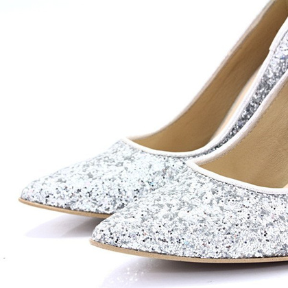 Brokatowe szpilki - TYMOTEO LARI SREBRNE