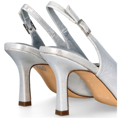 Szpilki bez pięty z ozdobą - MENBUR 25879 SREBRNE