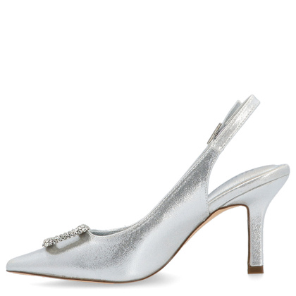 Szpilki bez pięty z ozdobą - MENBUR 25879 SREBRNE