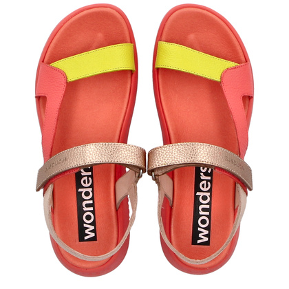 Lekkie hiszpańskie sandały - WONDERS C-6543 KORALOWE