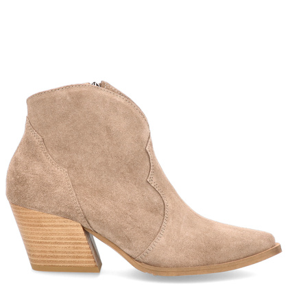 Krótkie kowbojki ze skóry - TYMOTEO G1074 BEŻOWE