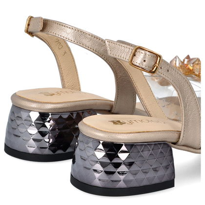 Silikonowe sandałki na niskim obcasie - TYMOTEO 476-37 ZŁOTE