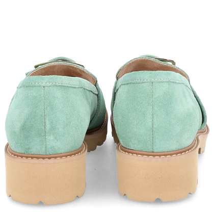 Skórzane półbuty z klamrą - TYMOTEO M2144 ZIELONE