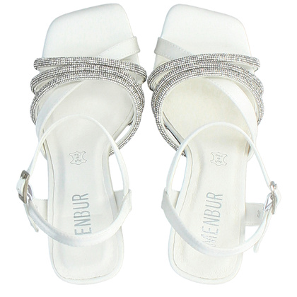 Sandały ślubne z cyrkoniami - MENBUR 25641 BIAŁE