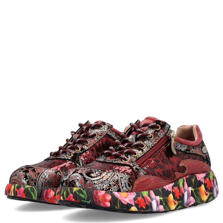 Zdobne sneakersy damskie - LAURA VITA NIKITO 09 BORDOWE