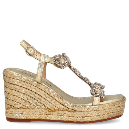 Hiszpańskie sandały na koturnie - ALMA EN PENA V251270 ZŁOTE