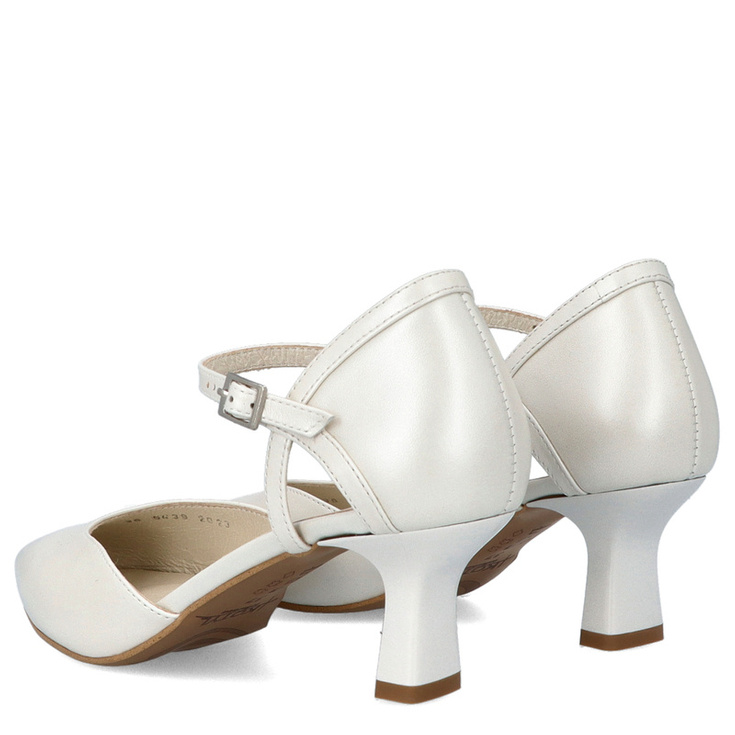 Buty ślubne na niskim obcasie - KOTYL 5439 ECRU PERŁOWE