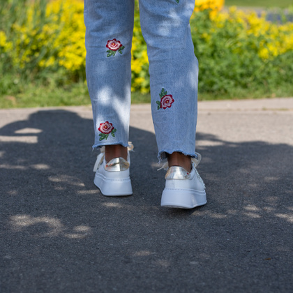 Sneakersy skórzane premium - GIO+ PIA356A BIAŁE