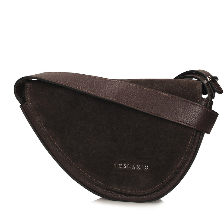 Torebka damska ze skóry - TOSCANIO G87 CIEMNY BRĄZ