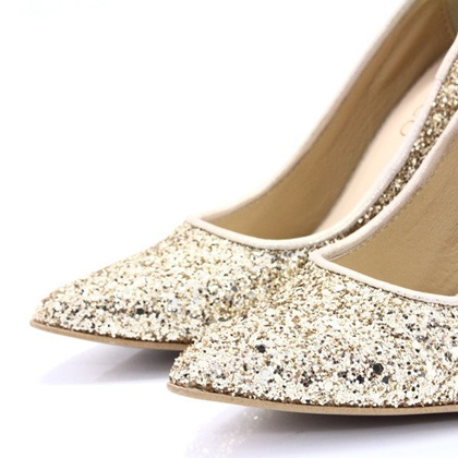 Brokatowe szpilki TYMOTEO LARI ZŁOTE