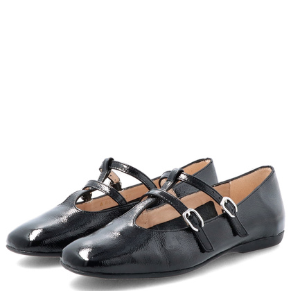 Hiszpańskie baleriny z paskami - WONDERS A-86131 CZARNE