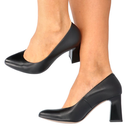 Klasyczne czółenka na słupku - KOTYL 1273 CZARNE