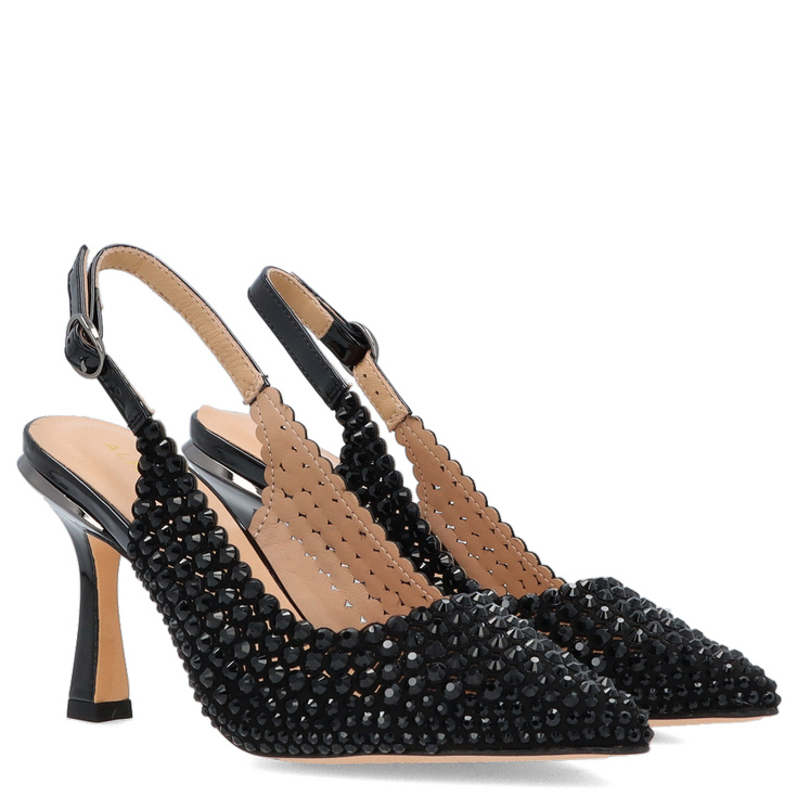 Hiszpańskie szpilki z odkrytą piętą - ALMA EN PENA I250408 CZARNE