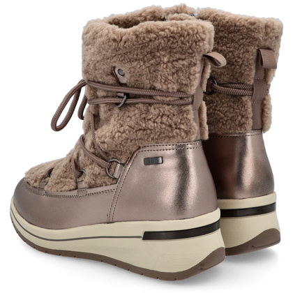 Śniegowce damskie z wiązaniem - CAPRICE 9-26222-43 ZŁOTE METALICZNE