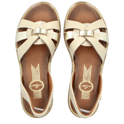 Wygodne sandały skórzane - LEMAR 40382 BEŻOWE