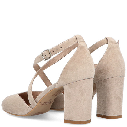 Taneczne czółenka ze skóry - KOTYL 7075 BEŻOWE