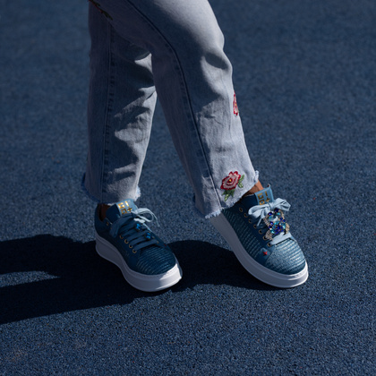 Sneakersy damskie premium - GIO+ PIA350B NIEBIESKIE