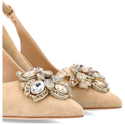 Hiszpańskie czółenka z odkrytą piętą - ALMA EN PENA V240261 BEŻOWE