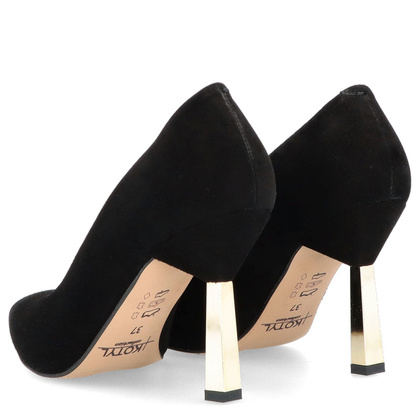 Szpilki z kontrastowym obcasem - KOTYL 8509 CZARNE