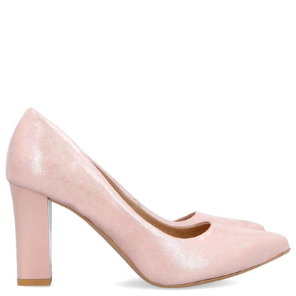 Czółenka ślubne ze skóry - TYMOTEO LAND RÓŻOWE