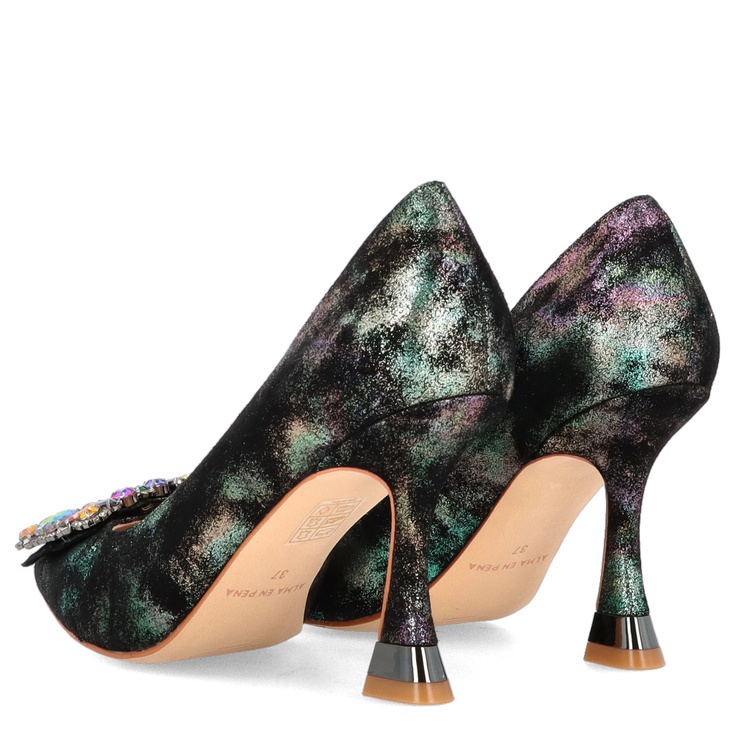 Hiszpańskie szpilki z ozdobą - ALMA EN PENA I250434 CZARNE