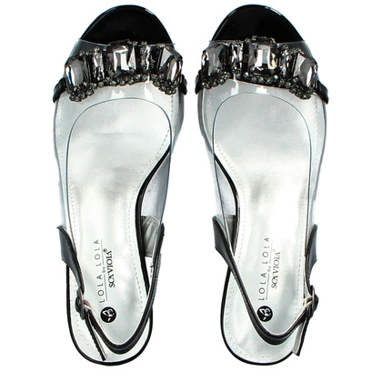 Sandały na ozdobnym obcasie - SCAVIOLA S-143 CZARNE