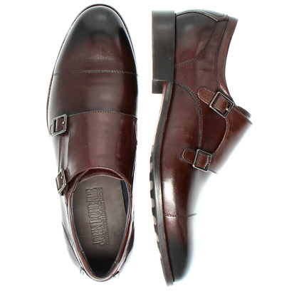 Eleganckie półbuty męskie - JOHN DOUBARE J1856-206-A28 BRĄZOWE