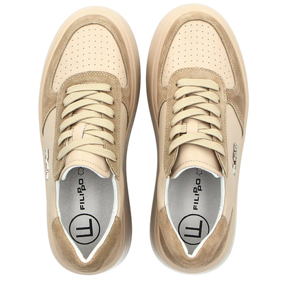 Skórzane sneakersy damskie - FILIPPO DP6047/24 BEŻOWE