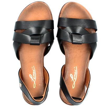 Płaskie sandały skórzane - LEMAR 40185 CZARNE