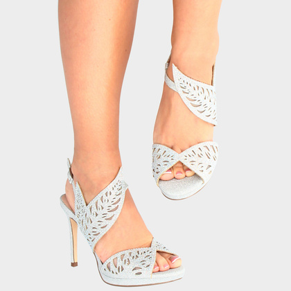 Sandały z asymetryczną cholewką - MENBUR 23938 SREBRNE