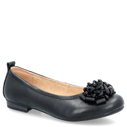 Skórzane baleriny z ozdobą - FILIPPO DP6782/25 CZARNE