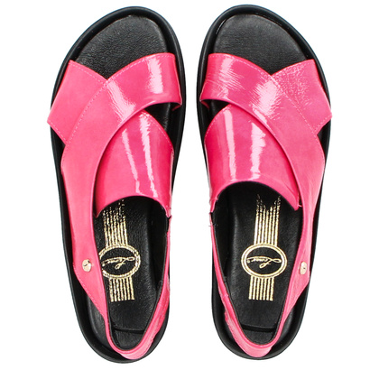 Wygodne skórzane sandały - LEMAR 40392 FUKSJA