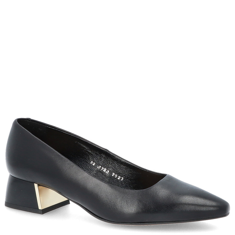 Czółenka ze skóry na niskim obcasie - KOTYL 1701 CZARNE