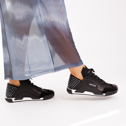 Modne sneakersy ze skóry - TUFFONI 3623009LL CZARNE