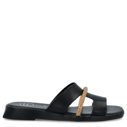 Płaskie klapki ze skóry - FILIPPO DK6878/25 CZARNE