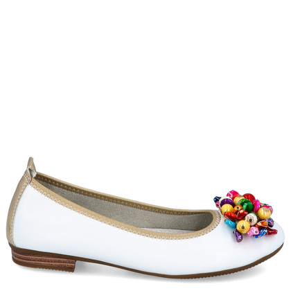 Skórzane baleriny z ozdobą - FILIPPO DP6159/25 BIAŁE