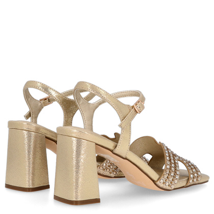 Błyszczące sandały na słupku - MENBUR 24745 ZŁOTE