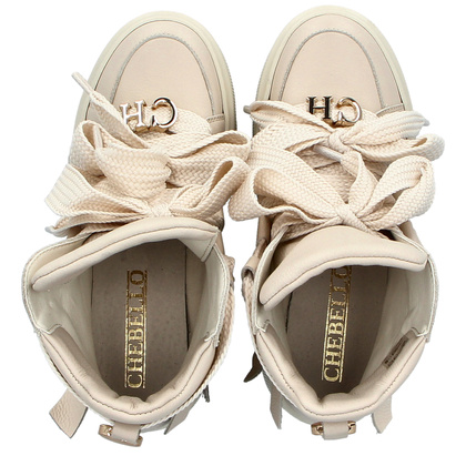 Wysokie sneakersy sznurowane - CHEBELLO 4561 BEŻOWE