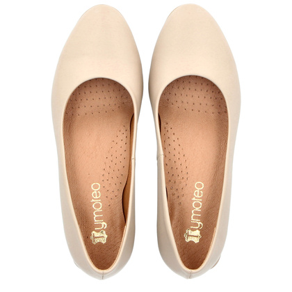 Niskie czółenka z powiększoną tęgością H - TYMOTEO P1019 BEŻOWE