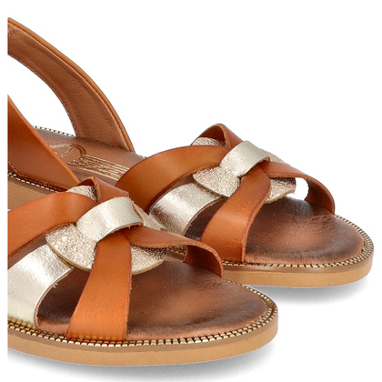 Wygodne sandały skórzane - LEMAR 40382 BRĄZOWE