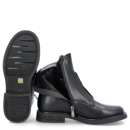 Płaskie botki ze skóry - FILIPPO DBT6527/24 CZARNE