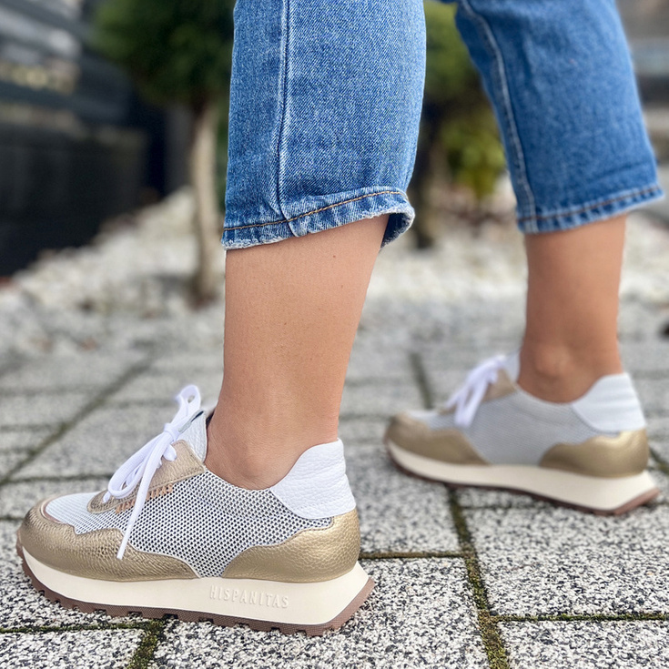 Hiszpańskie sneakersy - HISPANITAS BHV243231 BIAŁO-ZŁOTE