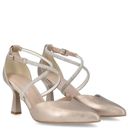 Szpilki ślubne z błyszczącymi paseczkami - KOTYL 3713 ZŁOTE