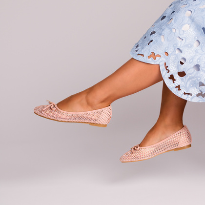 Modne baleriny z siateczki - SCAVIOLA S-430 RÓŻOWE