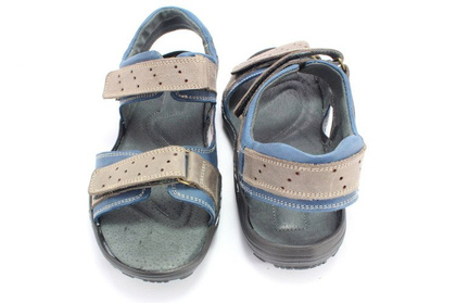 Męskie skórzane sandały - KENT 295 SZARO NIEBIESKIE