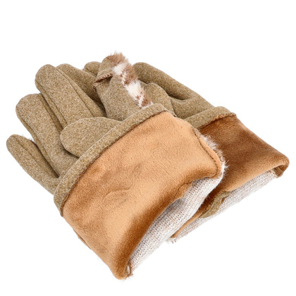 Rękawiczki damskie w kratkę - TYMOTEO LOVE R06 BEŻ