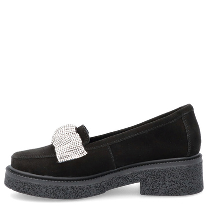 Eleganckie mokasyny z ozdobą - TYMOTEO L1055 CZARNE