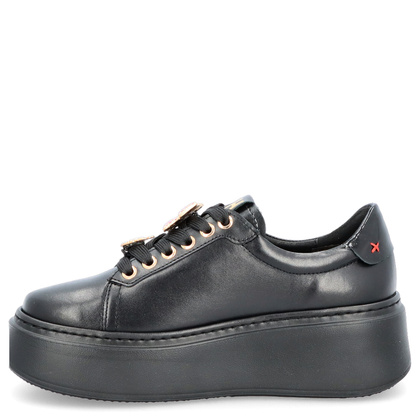 Sneakersy skórzane z ozdobami - CHEBELLO 4292 CZARNE