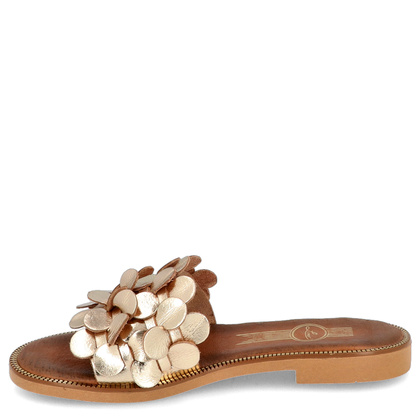 Klasyczne klapki ze skóry - LEMAR 40381 ZŁOTE