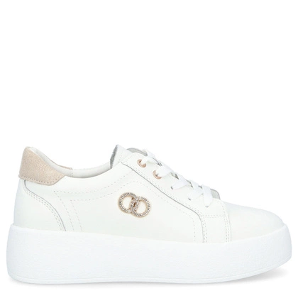 Skórzane sneakersy damskie - FILIPPO DP6721/25 BIAŁE